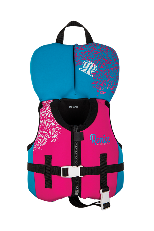 Ronix Vest August Girl's CGA Life Vest Pink/Blue Inf /Toddler (Up to 30lbs) 2023