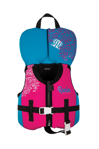 Ronix Vest August Girl's CGA Life Vest Pink/Blue Inf /Toddler (Up to 30lbs) 2023