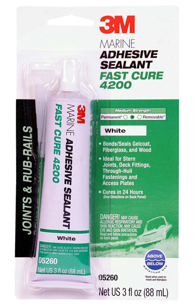 3M Marine Adhesive Sealant 4200 Fast Cure White 3 oz