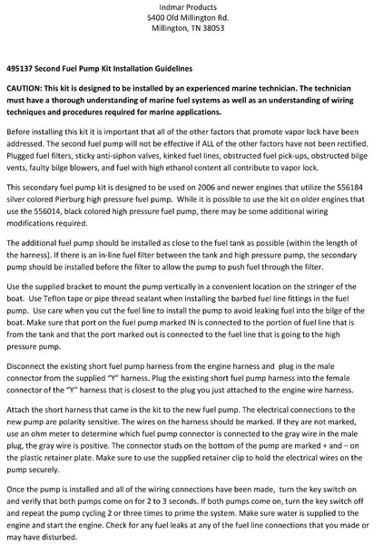 Fuel Pump Vapor Lock Prevention Kit