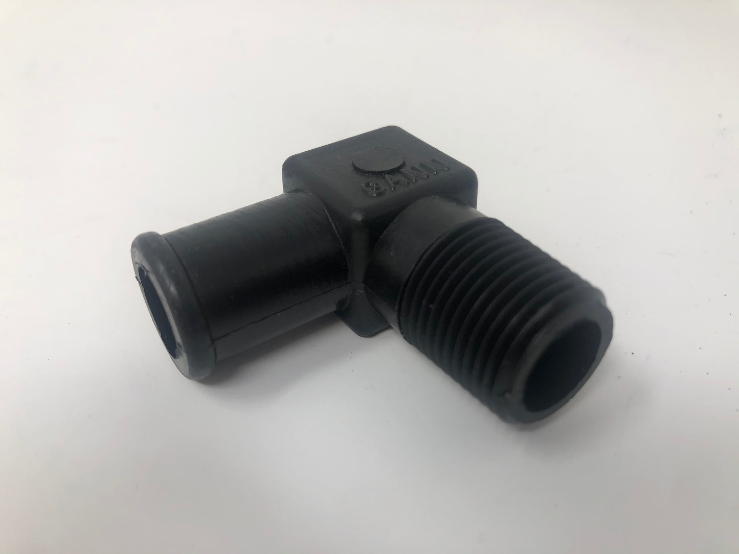 Indmar Exhaust Fitting Nylon Elbow  3/8" NPT x 5/8" Barb