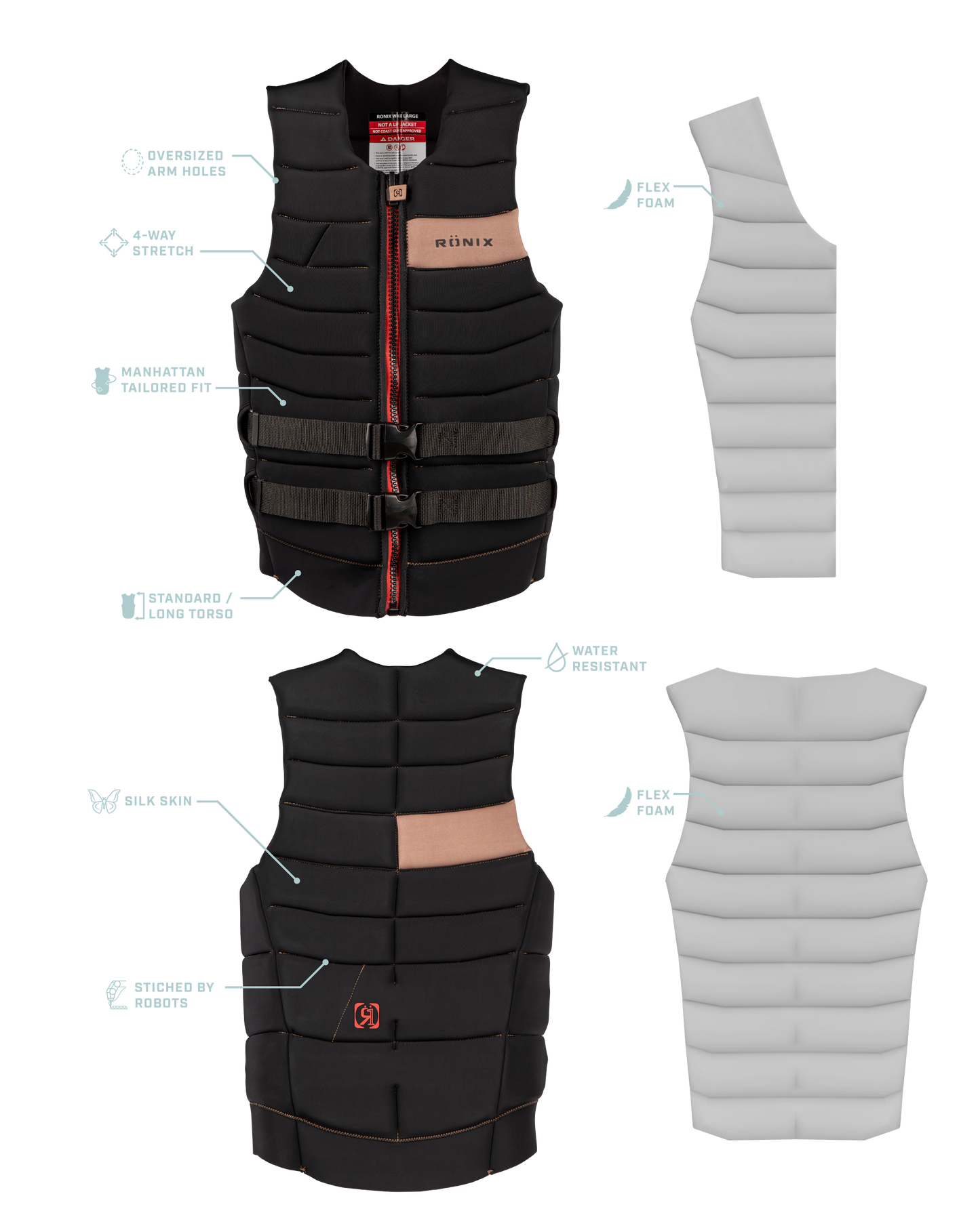 Ronix Vader Impact Vest Black/Mocha 2026