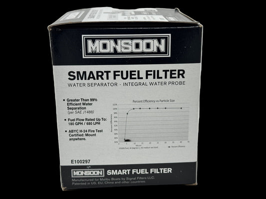 Monsoon Smart Fuel Filter packaging on a white background
