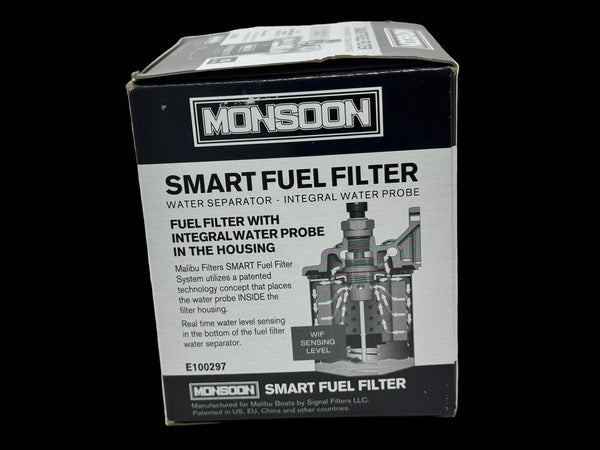Monsoon Smart Fuel Filter packaging on a white background