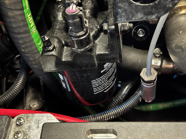 Malibu Monsoon E100297 fuel filter installed on a LT4 engine