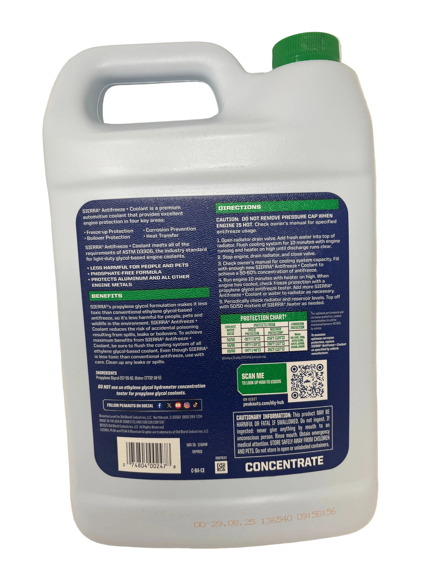 Sierra Antifreeze Coolant Propylene Glycol Green
