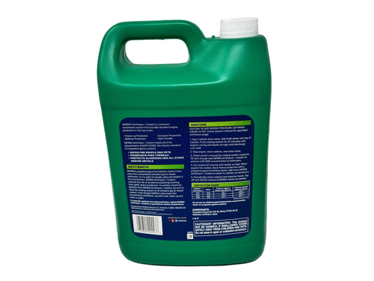 Green container with a label on a white background