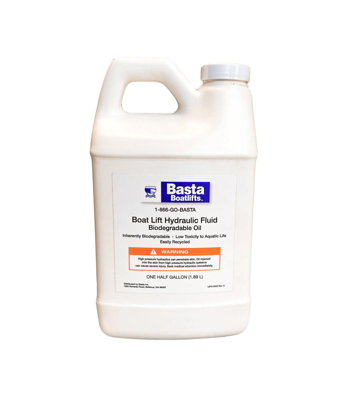 Basta Boat Lift Hydraulic Fluid container on a white background