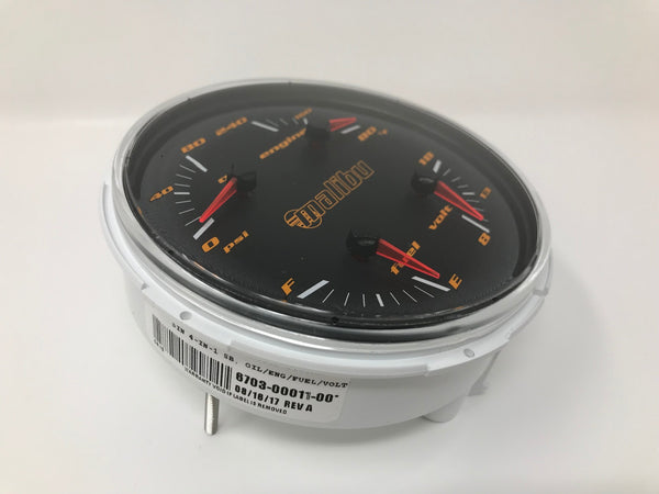 Malibu Boats Black and Amber Cluster Gauge