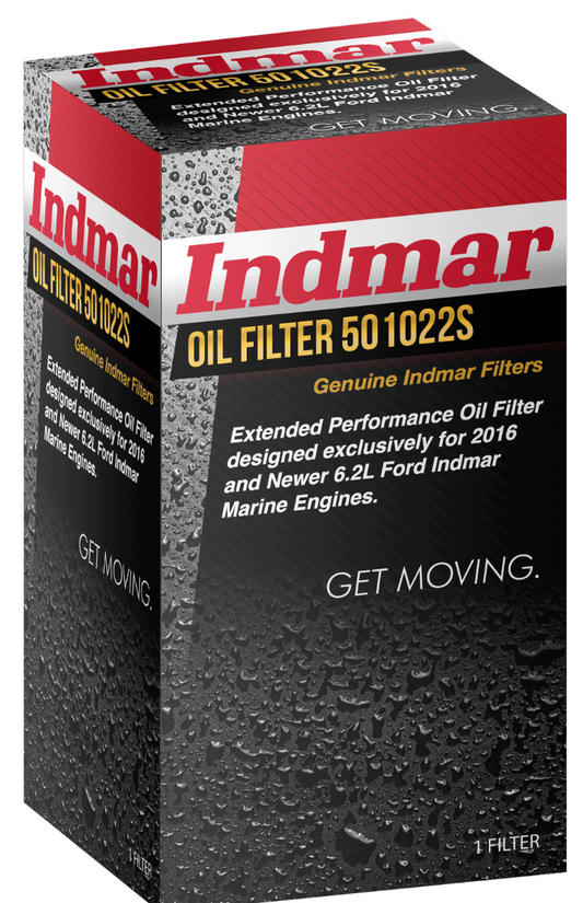Boxed up oil filter in an Indmar box for 6.2L boat engines