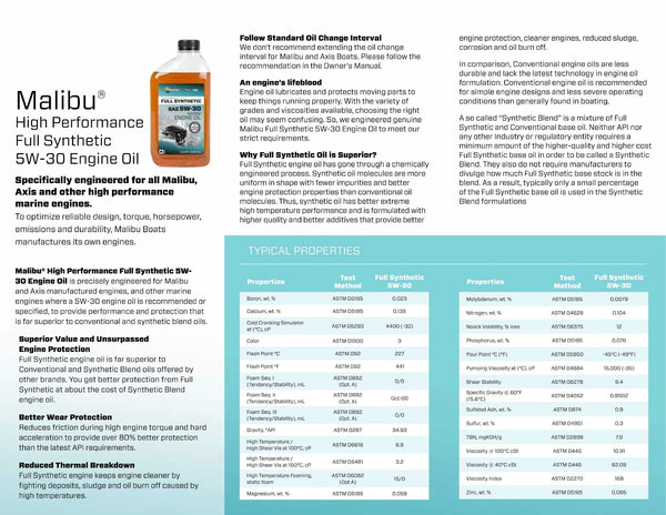 Malibu Oil 5W-30 Full Synthetic Quart