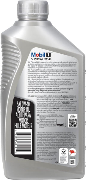 Mobil 1 0W-40 Dexos Full Synthetic Oil Quart