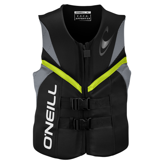 Green O'Neill Reactor USCG approved Level 70 life vest for wakeboarding and wakesurfing