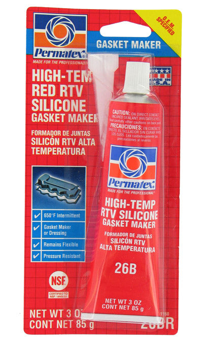 Permatex High Temp RTV Silicone Gasket Maker Red 3 oz