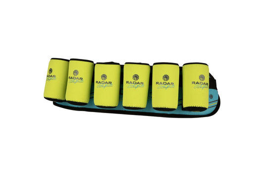 Radar Beer Belt hands-free beverage holder for boating, lake days, and outdoor parties.