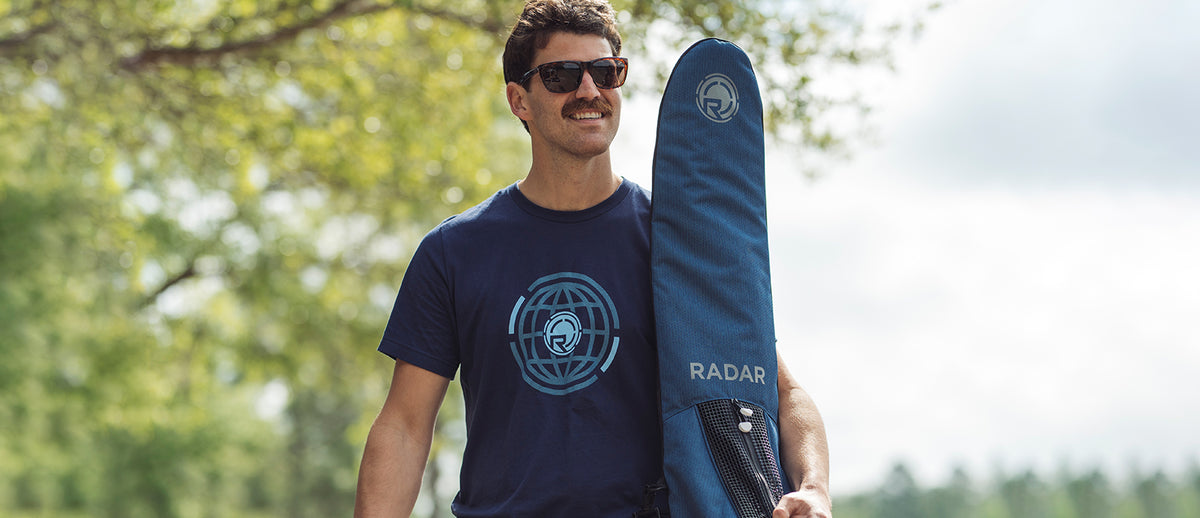 Water skier with a Radar padded water ski bag