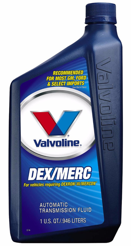 A quart bottle of Valvoline Dextron Mercron III automatic transmission fluid.