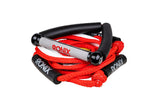 Ronix Bungee Surf Rope-10" Handle Hide Grip - 25ft 5-Sect. Rope - Red / Silver, 2020