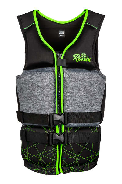 Ronix Driver's Ed Capella - 3.0 CGA Life Vest - Black / Lime - Teen (75-125lbs), 2020