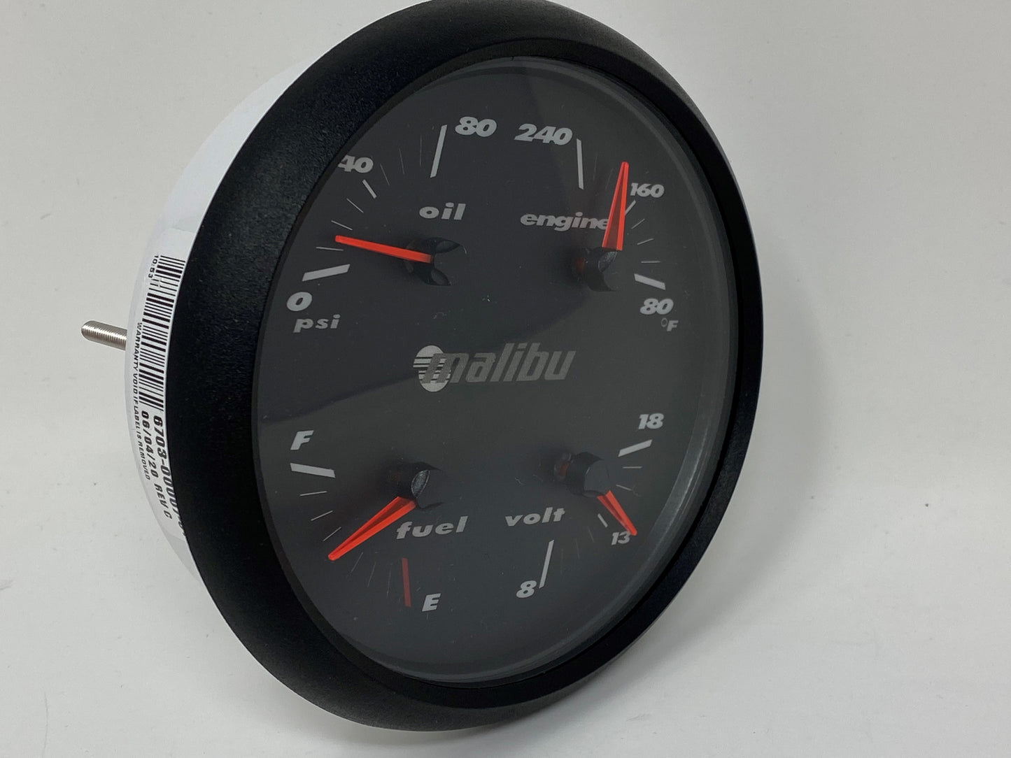 Malibu Boats Cluster Gauge 5" Black and White