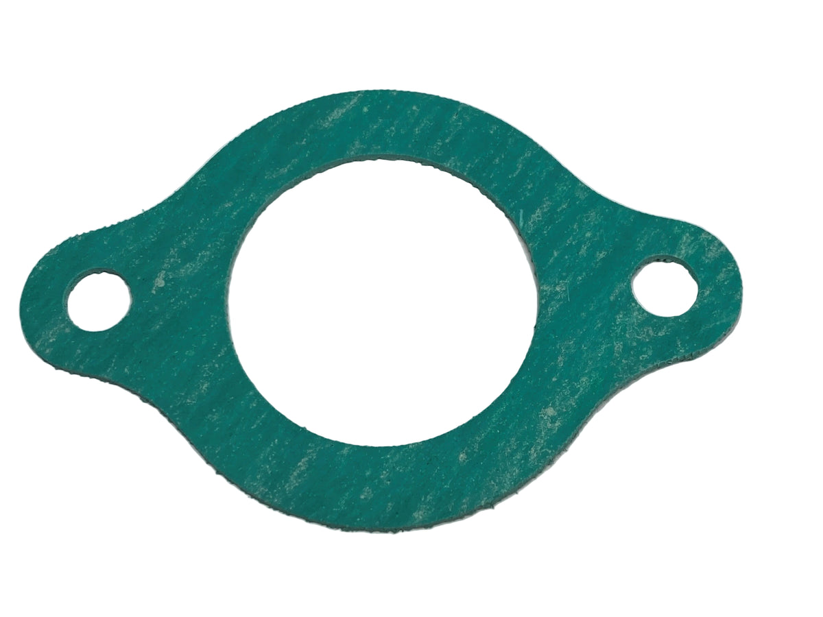 A green, circular 2 bolt gasket for an Indmar thermostat.
