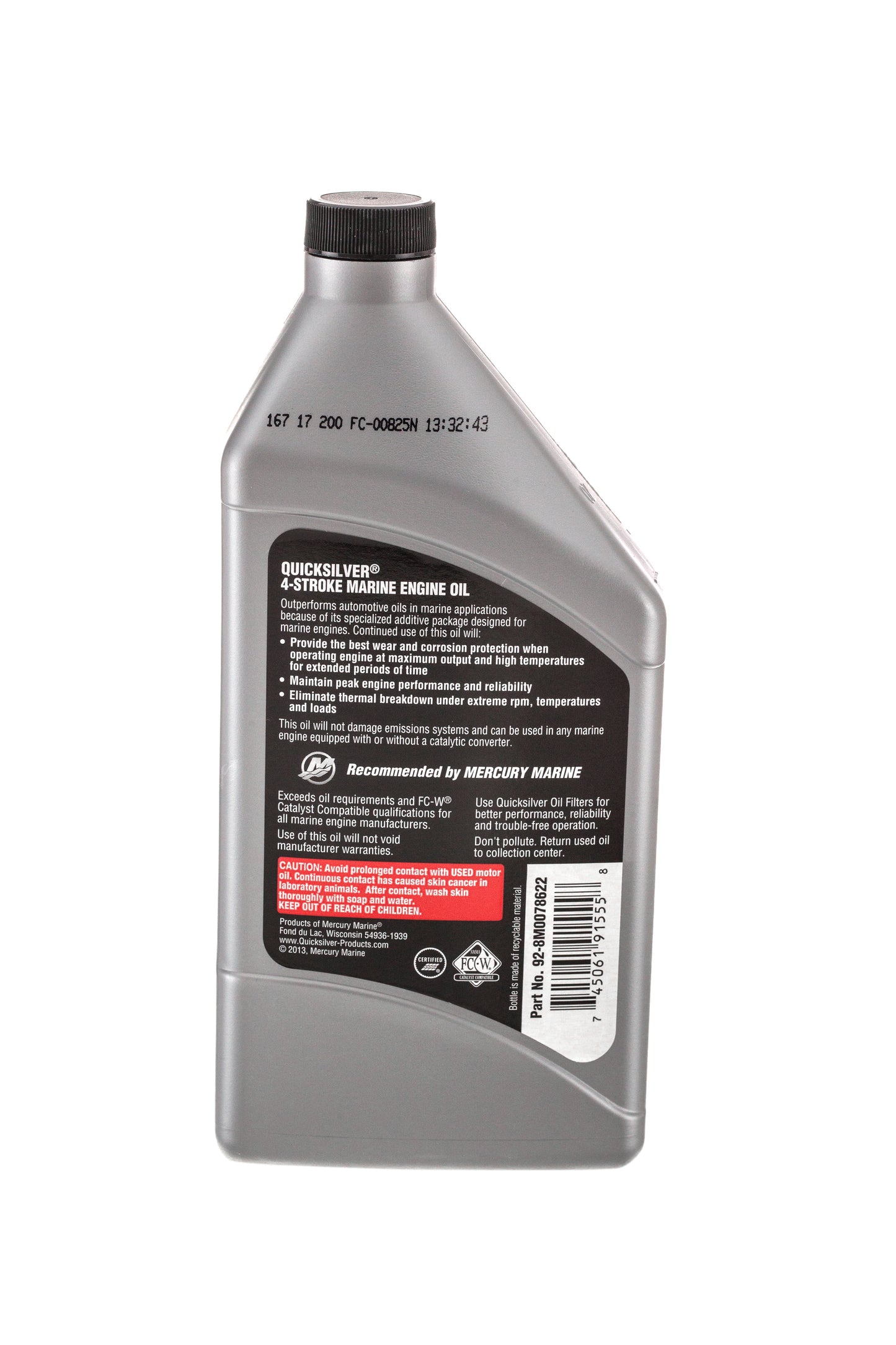 Quicksilver 25W-40 Synthetic Blend Marine Engine Oil - Quart