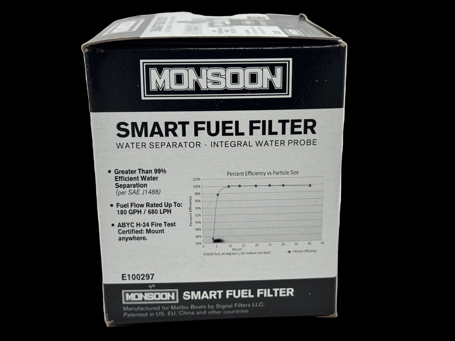 Monsoon Smart Fuel Filter packaging on a white background