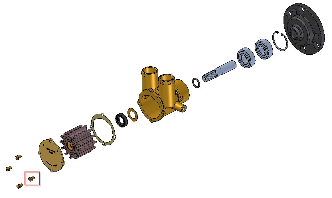 Johnson Impeller Raw Water Pump Cover Brass Screw