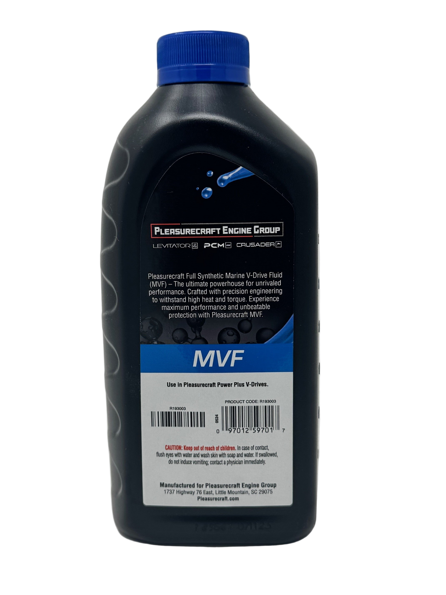 Bottle of Pleasurecraft Engine Group lubricant on a white background