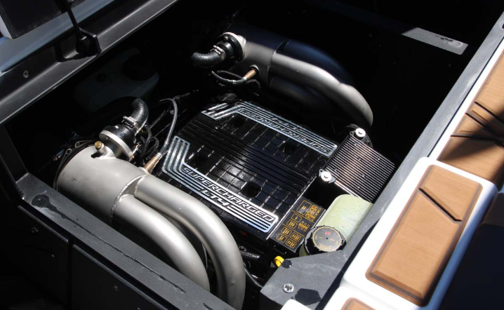 boat engine compartment with visible components