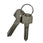 Two keys on a keychain against a light gray background