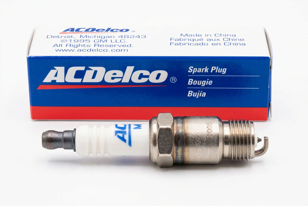 ACDelco MR43T spark plug with product packaging