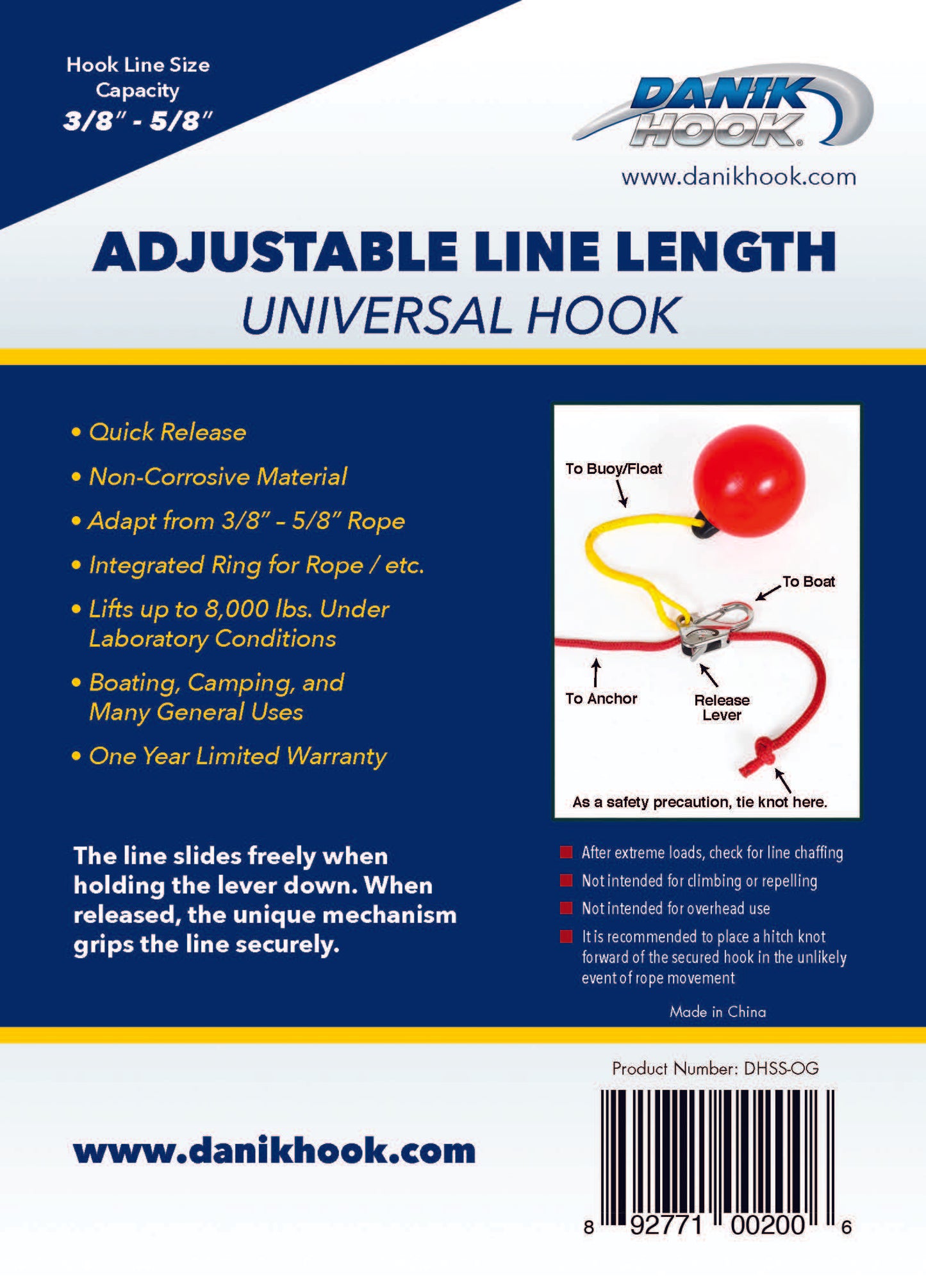 Danik Hook Universal Shackle SS 3/8-5/8