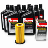 A set of Indmar oil service kits including several bottles of motor oil and one oil filter.