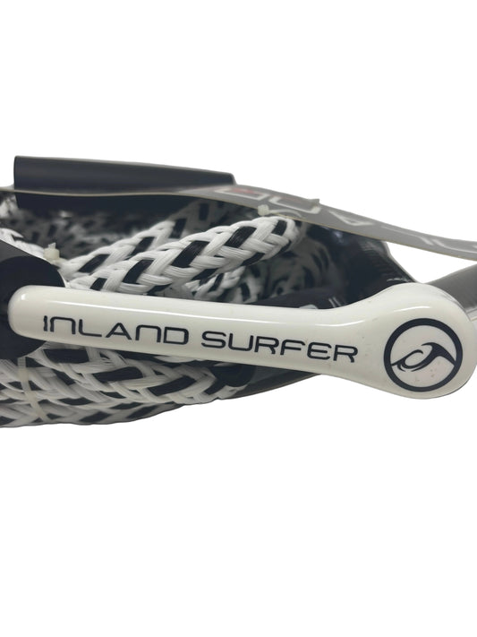 Close-up of black and white Inland Surfer wakesurf handle