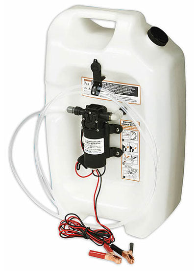 Jabsco 17860-2012 portable 12V marine oil change system with diaphragm pump and 3.5 gallon flat oil collection tank