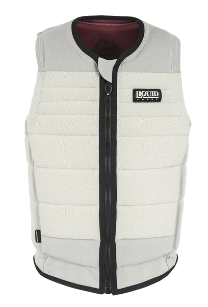 Front view of Liquid Force Fuse 2026 wakeboard impact vest in cream