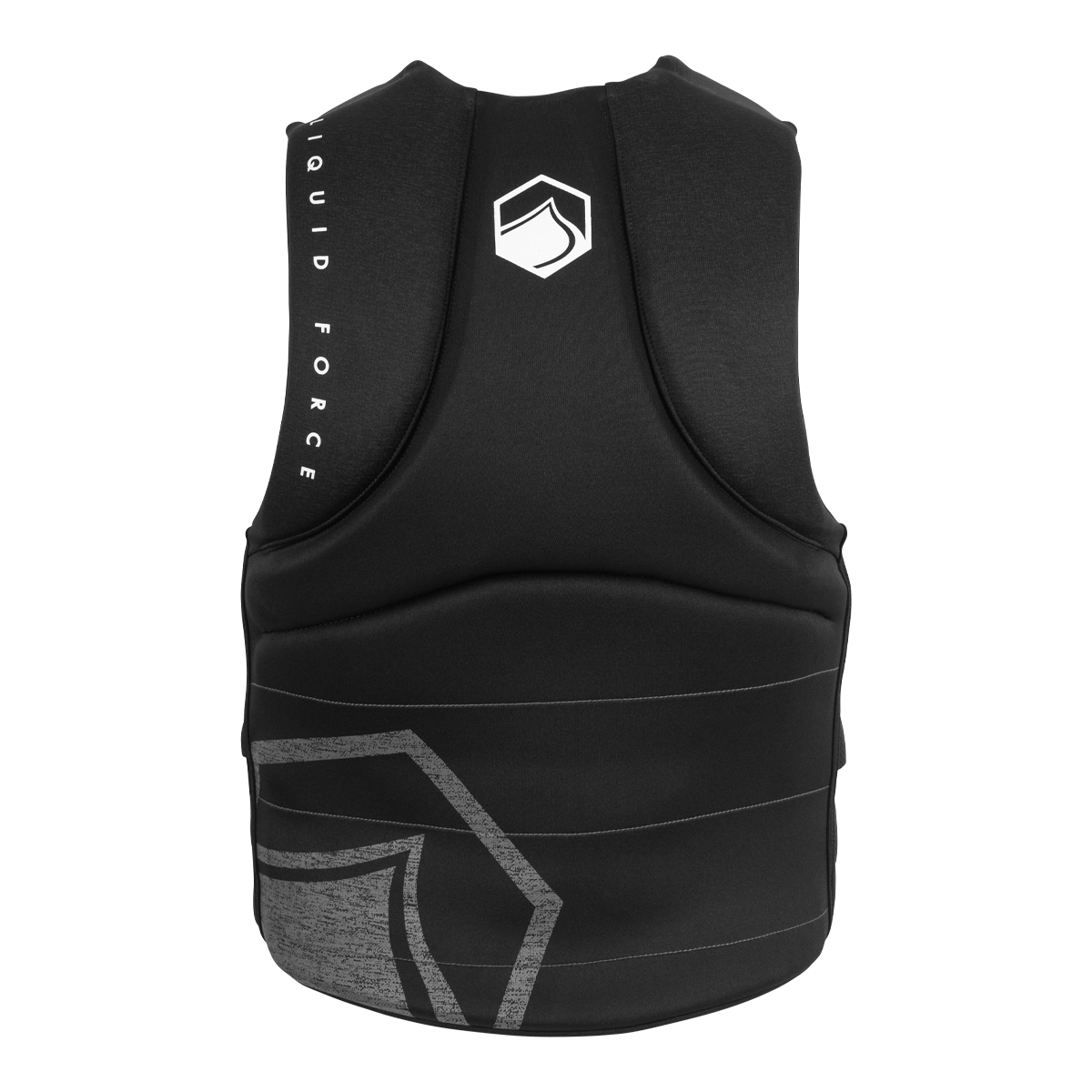 Back view of Liquid Force Hinge Coast Guard Approved life jacket black