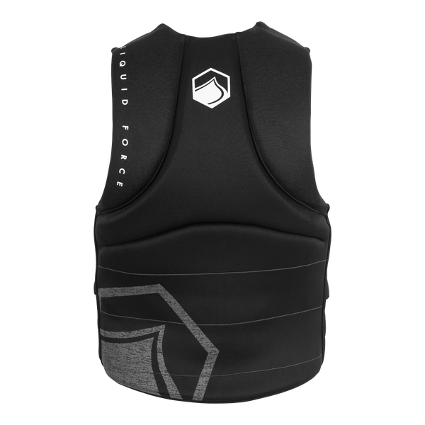 Back view of Liquid Force Hinge Coast Guard Approved life jacket black