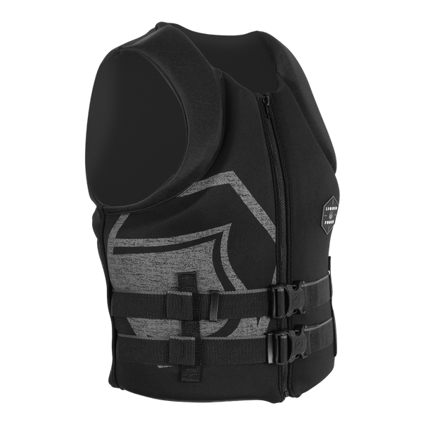 Front view of Liquid Force Hinge 2026 CGA wake vest in black