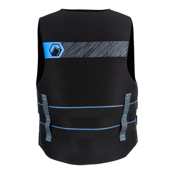 Back view of Liquid Force Classic Hinge CGA watersports vest in blue