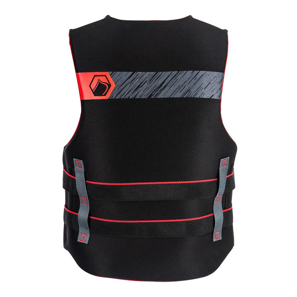 Back view of Liquid Force Classic Hinge CGA watersports vest in red