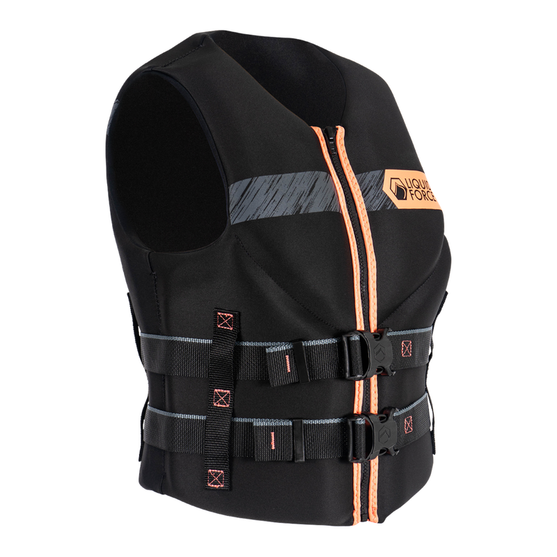 Side view of Liquid Force Hinge women's wakeboarding life vest