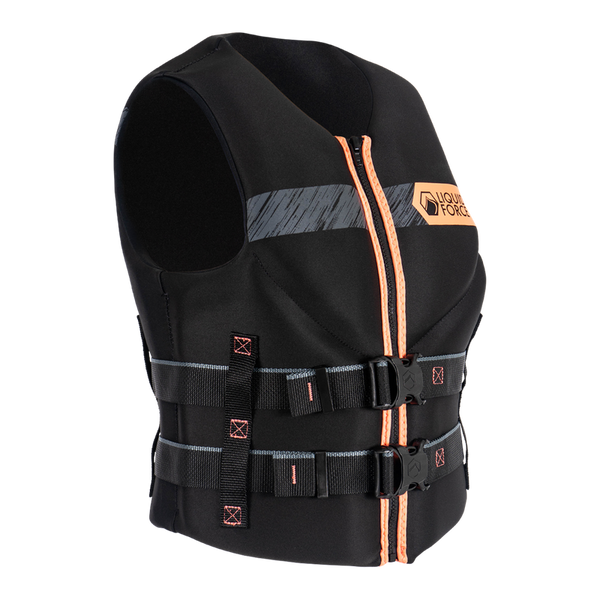 Side view of Liquid Force Hinge women's wakeboarding life vest