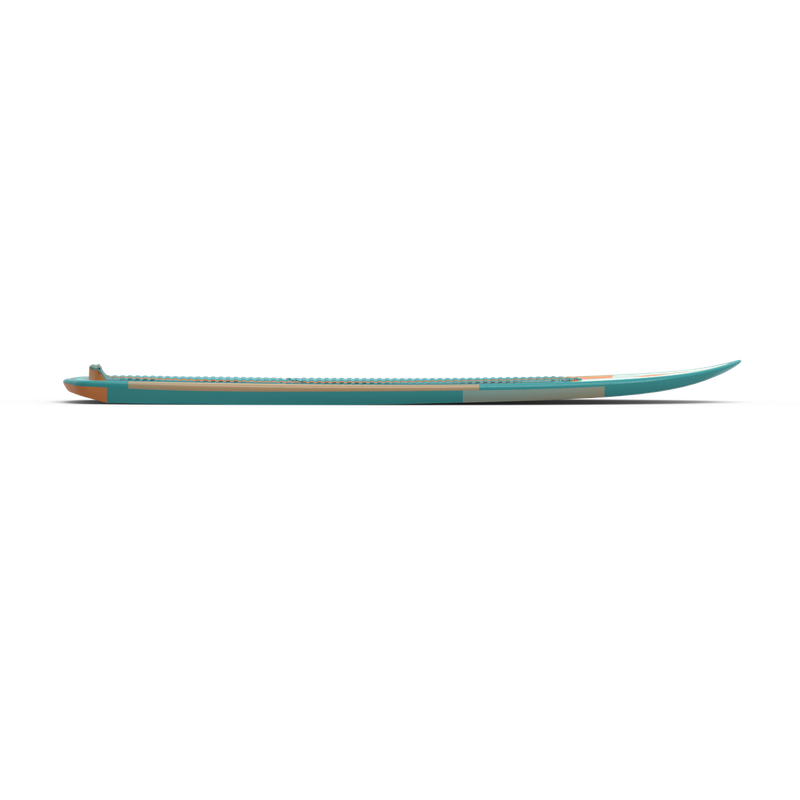 side view of Liquid Force Horizon wake foil board showing traction deck