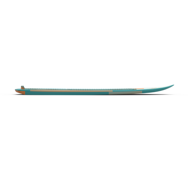 side view of Liquid Force Horizon wake foil board showing traction deck