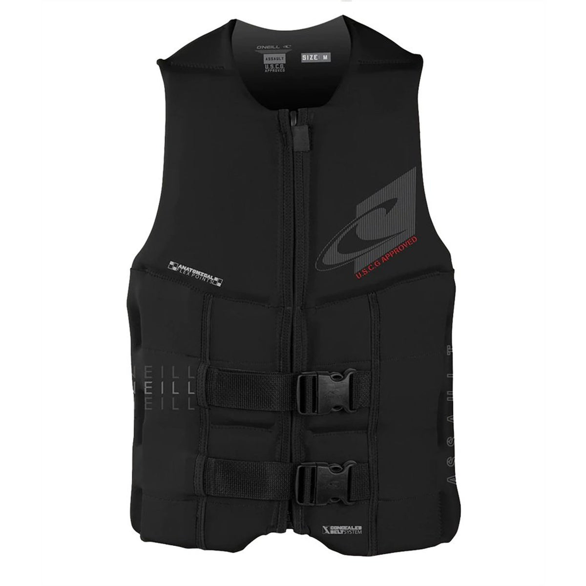 O'Neill Assault CGA Type III life vest for wakeboarding and wakesurfing in black