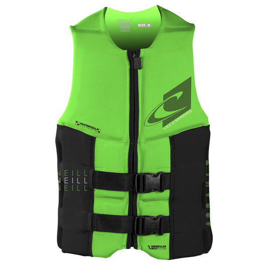 O'Neill Assault CGA Type III life vest for wakeboarding and wakesurfing in green
