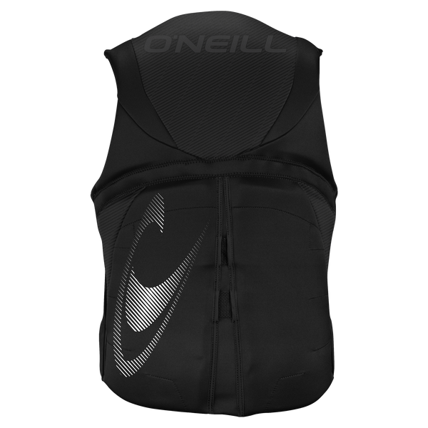 black back of a O'Neill Reactor USCG approved Level 70 life vest for wakeboarding and wakesurfing