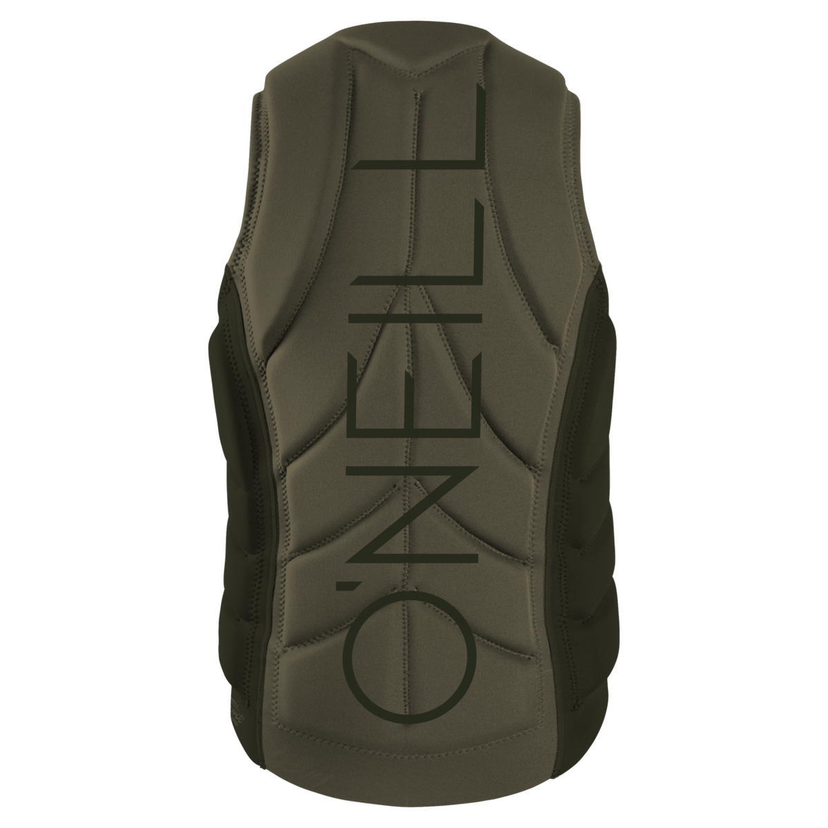 back view of a O'Neill Slasher Comp Vest 2026 reversible wakeboard impact vest in green